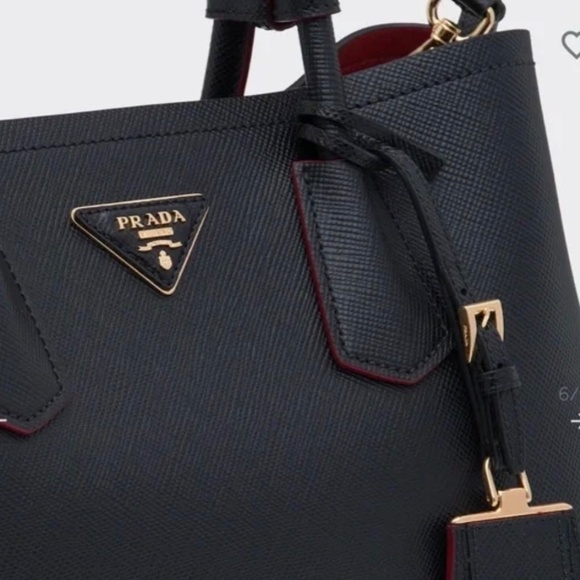 PRADA 100% AUTHENTIC BLACK SAFFIANO LEATHER WITH RED SMOOTH LEATHER INTERIOR - Picture 7 of 9